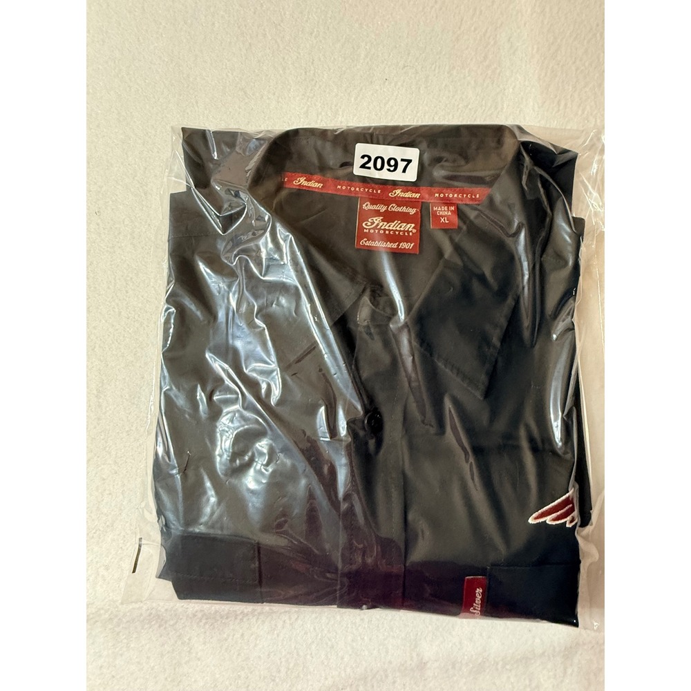 Indian Motorcycle Work Shirt Mens Size XL Black  Embroidered Logo Button Up - Picture 15 of 15